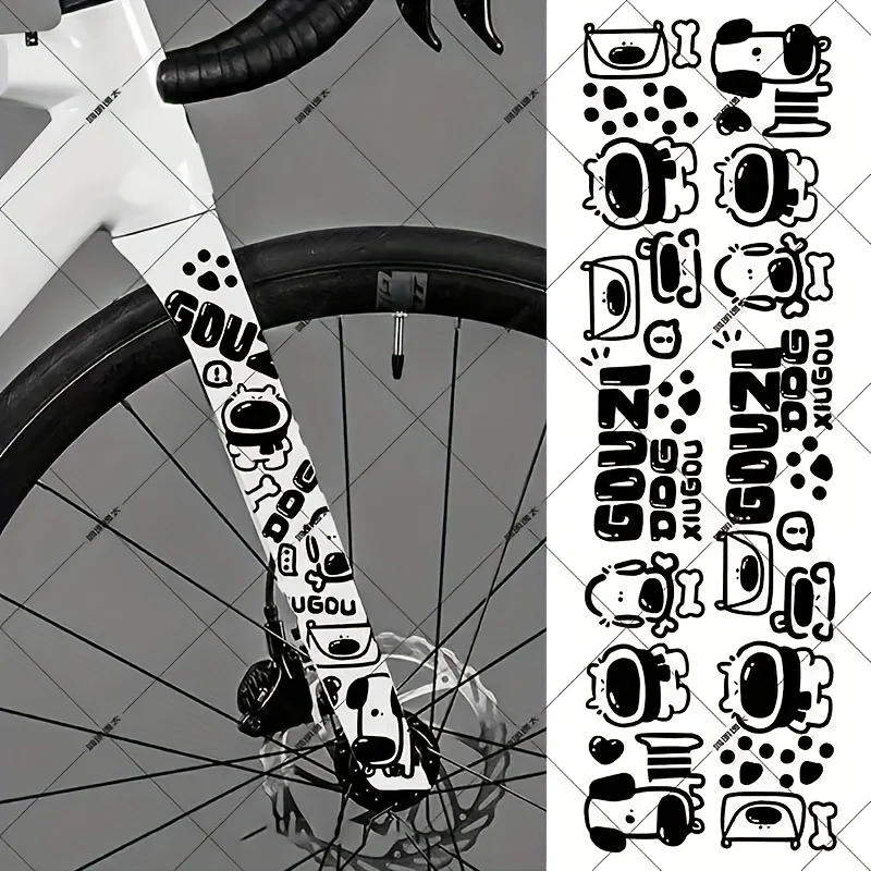 1SET Multi-Style Fahrradrahmen-Dekor-Aufkleber-Set, wasserdichter Vinyl-Aufkleber mit Graffiti-Kuhmuster-Cartoon-Mustern