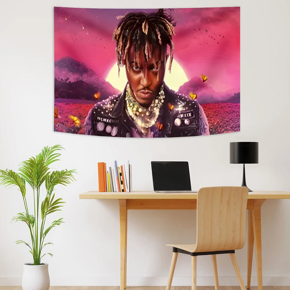 Juice Wrld Printed Tapestry Art Posters Hippie Bohemian Mandala Wall Hanging Living Room And Bedroom College Dorm Decor Banners