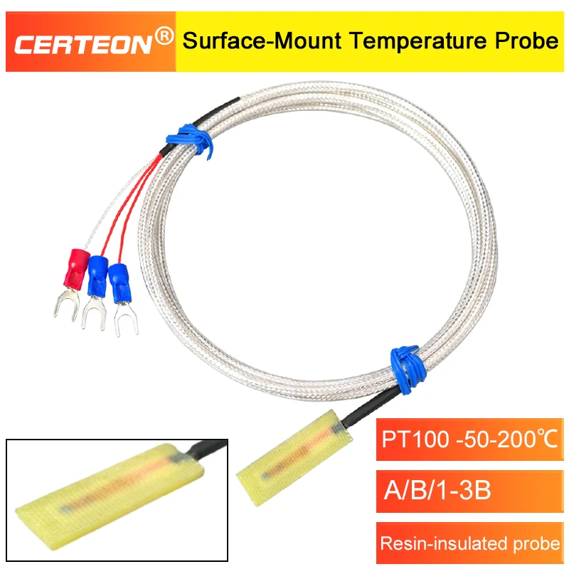 PT100 Platinum Resistance Temperature Sensor Adhesive Surface Probe for Motor Coil Copper Busbar Detection