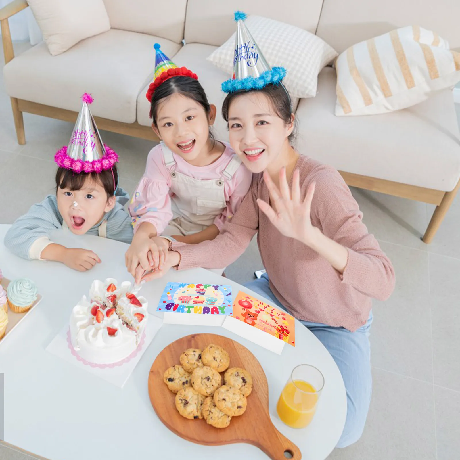 

20 шт. поздравительные открытки на день рождения, складные, нарисованные вручную, пустые детские праздничные заметки, поздравительные открытки с днем рождения