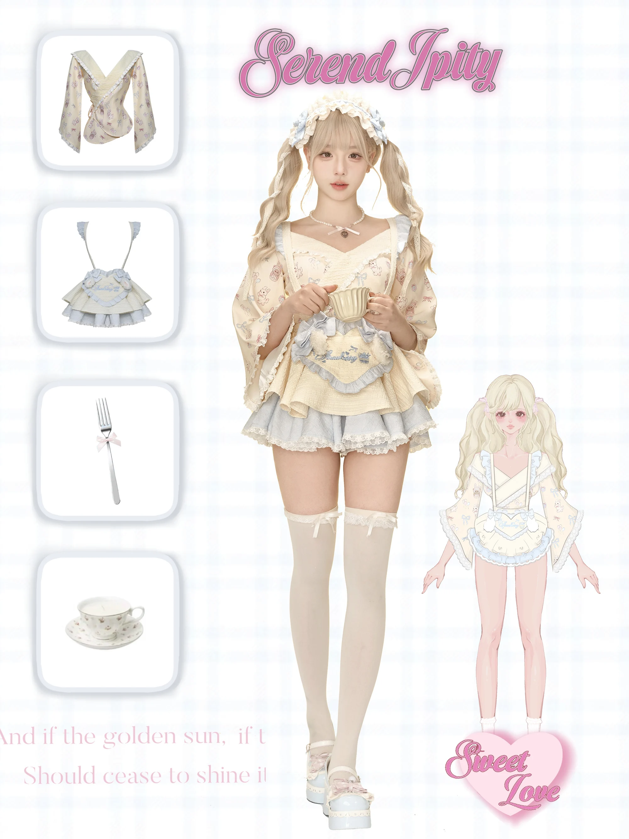 

Светло-желтый ореховый топ-кимоно для девочек с принтом и ремешком, подходящая юбка-торт, модный ансамбль для молодых женщин