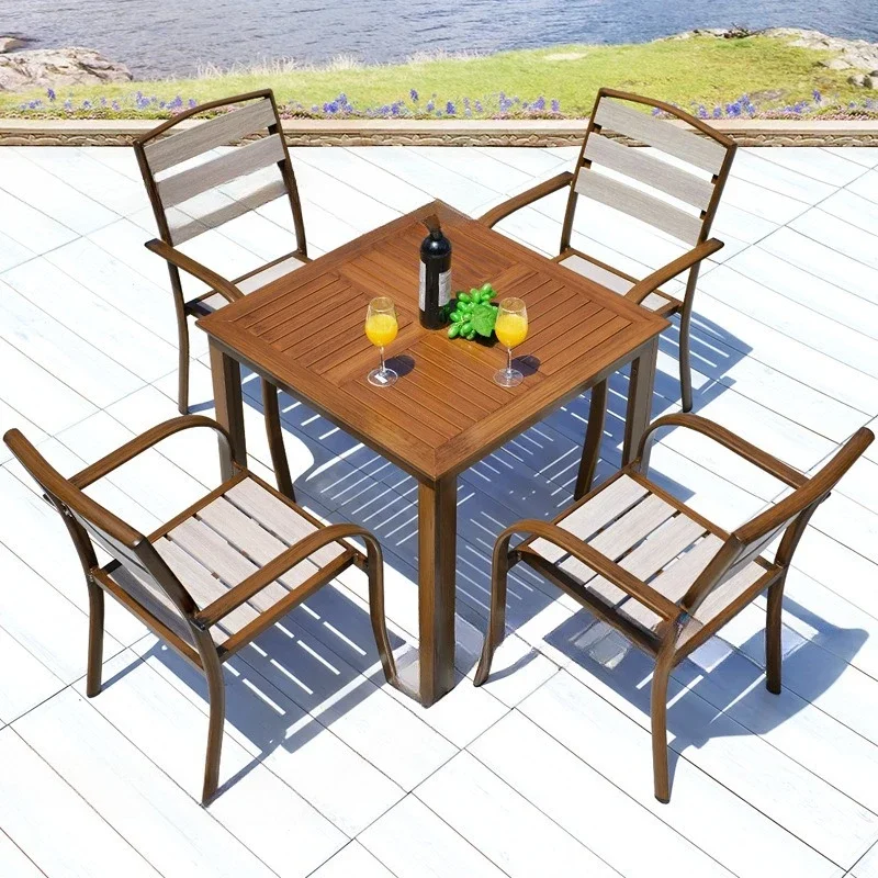 Kafe tahan air di luar ruangan, restoran bergaya retro barat, balkon, taman