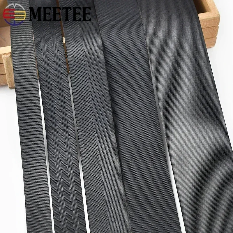 Meetee 5M 20/25/32/38mm Nylon Black Webbing Ribbons Bag Strap Band Belt Tape Webbings DIY Garment Sewing Material