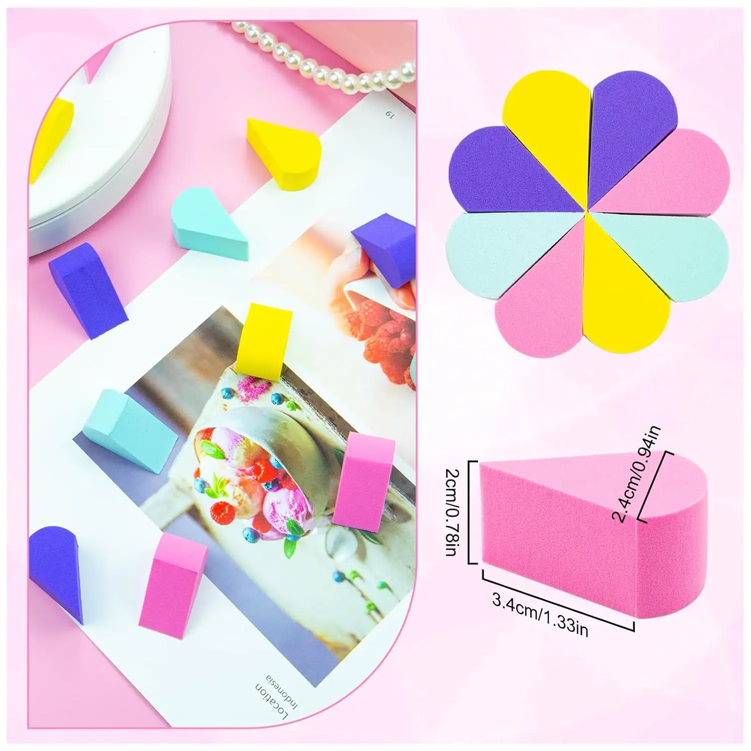 Set di spugne per trucco da 16 pezzi: frullatori di bellezza senza lattice per fondotinta e polvere, strumenti cosmetici multiforma