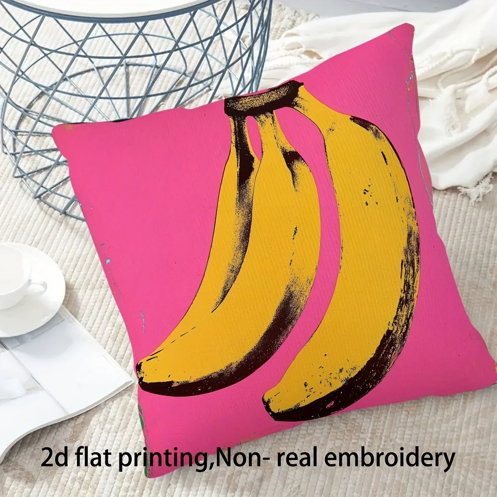 Double Sided Andy Warhol Pop Art Banana Pattern Decorative Throw Pillow Case Modern Pink Fruit Cushion Cover for Sofa Home