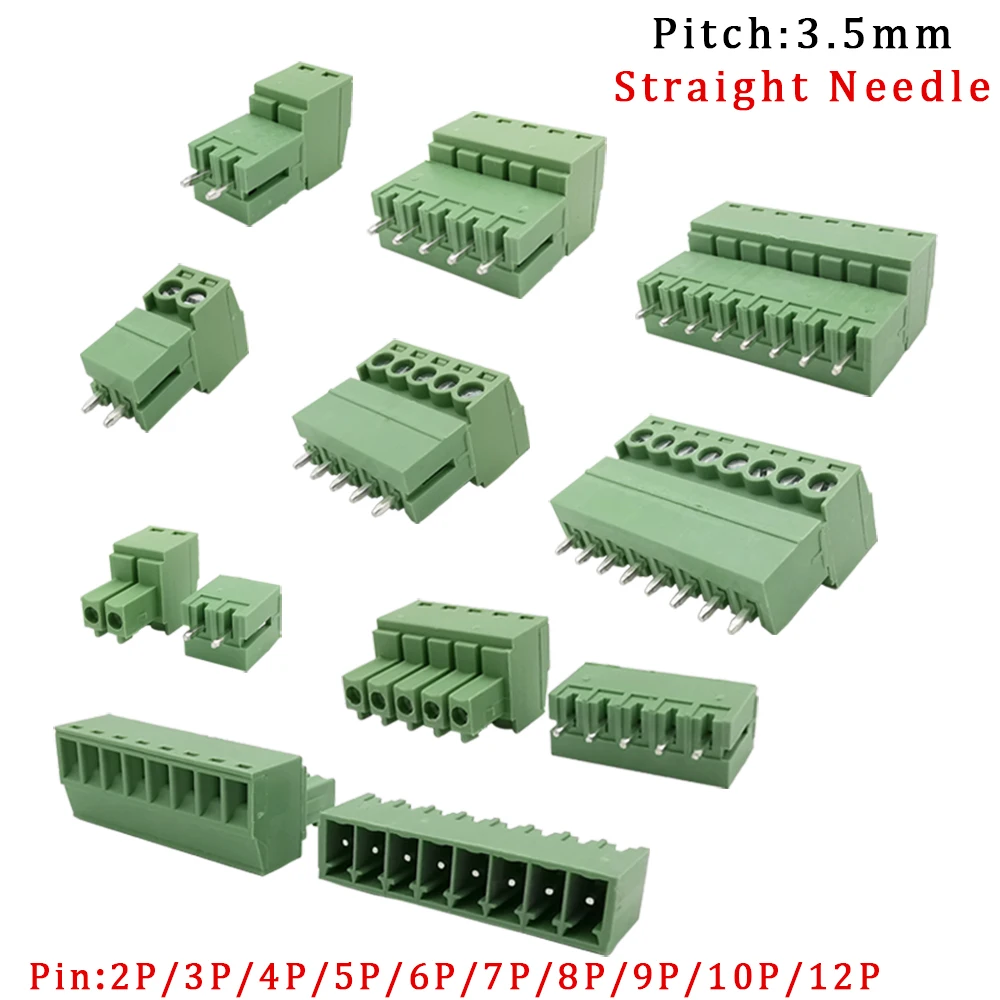 5Pair 2/3/4/5/6/7/8/9/10/12 Pin15EDG KF2EDG 3.5mm PCB Screw Terminal Blocks Connector Straight Needle Plug Pin Header Socket