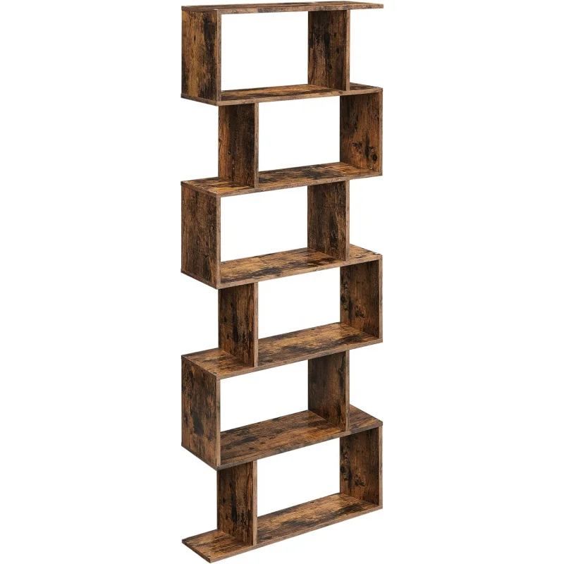 Bookshelf, 6-Tier Bookcase, Tall Display Shelf, Freestanding Storage Shelf, Room Divider, for Home Office, Living Room, Bedroom,