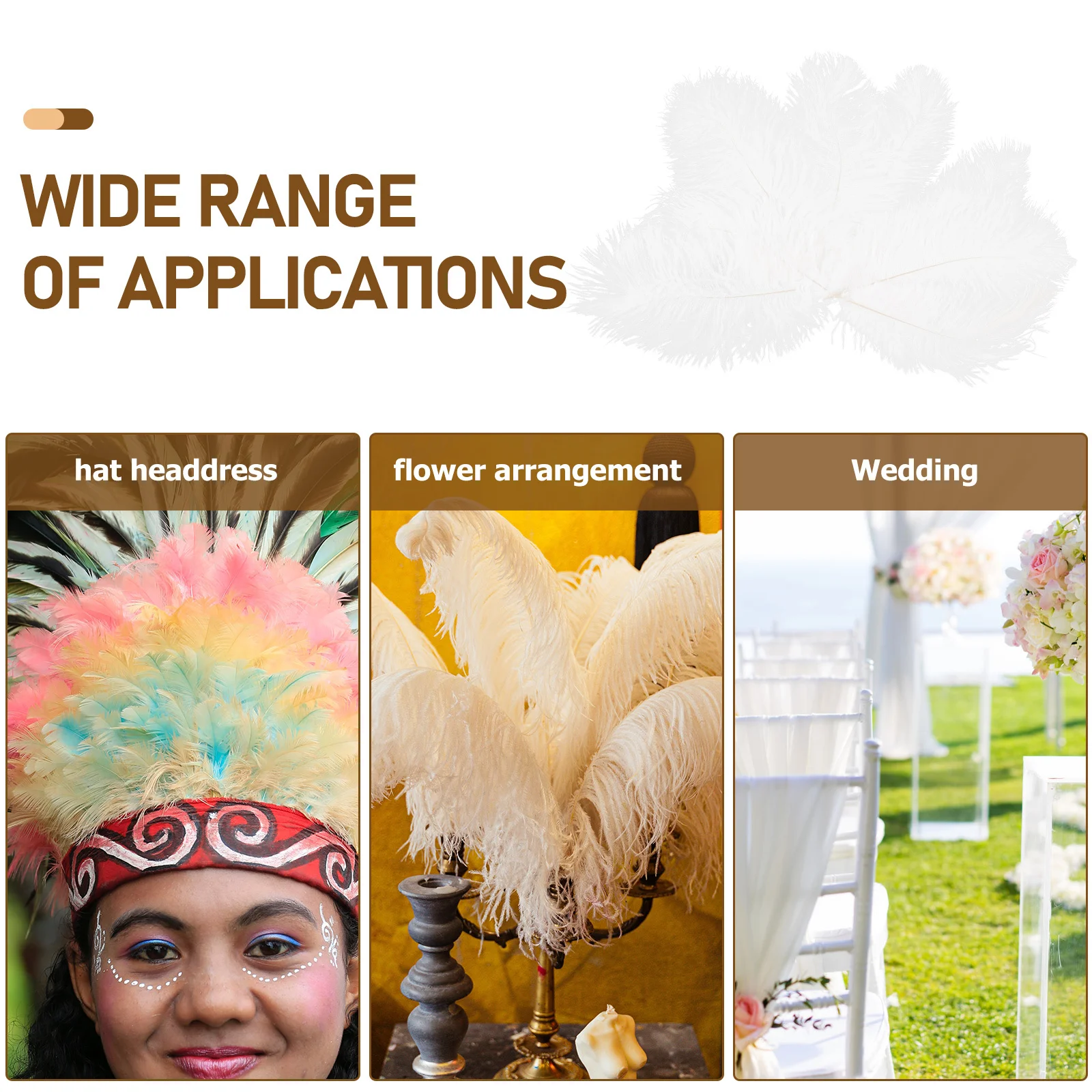 

10Pcs Elegant White Ostrich Plumes Wedding Event Party Photo Prop DIY Craft Decoration Accessories Wedding Plumes