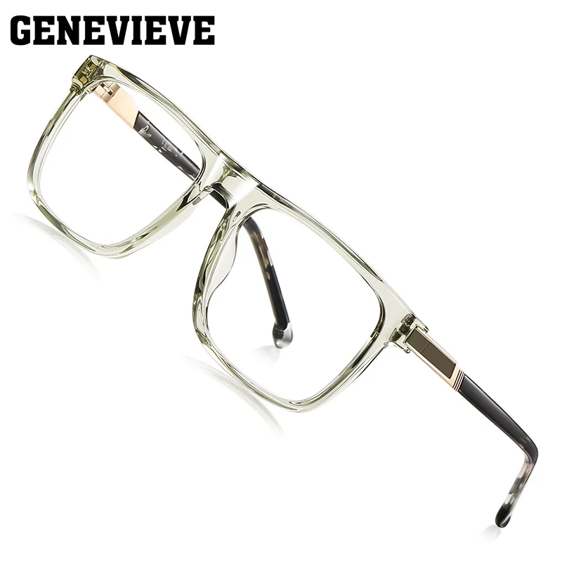 GENEVIEVE جديد إطار كبير تصميم مربع هندسي للرجال نظارات فوتوكروميك مضادة للضوء الأزرق وصفة طبية قابلة للتخصيص LS225 #3