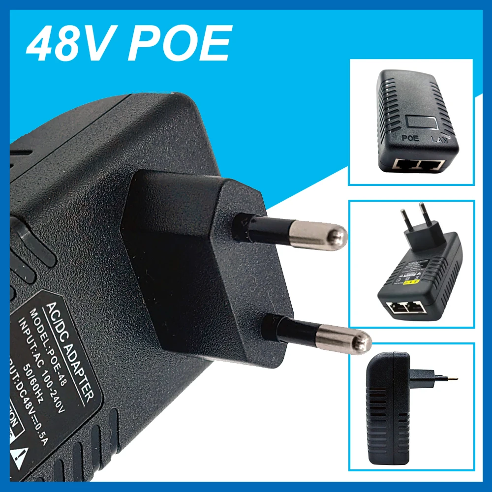 CCTV Security Surveillance POE Power Supply Adapter 48V 0.5A EU/US Plug for Injector Ethernet IP Camera NVR Router POE Switch