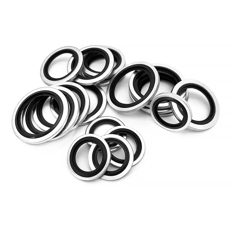 Oil Resistant Metal Rubber Seal Gasket Durable Combined Washer for Motorcycle Truck Engine Oil Drain Plug Replacement Parts