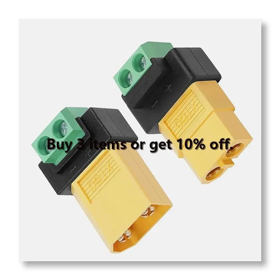 ✤2pcs XT60 Connectors Terminal Adapter,XT60 to 2Pin Solderless Terminal Adapter for Solar Panels,Model Aircraft