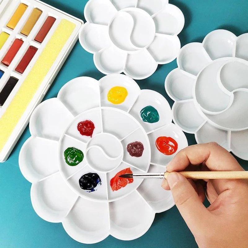 1PC Drawing Palette Flower Round Square Multiple Shape Plastic Paint Tray Draw Equipment Suitable for Watercolor OilPainting ZYF