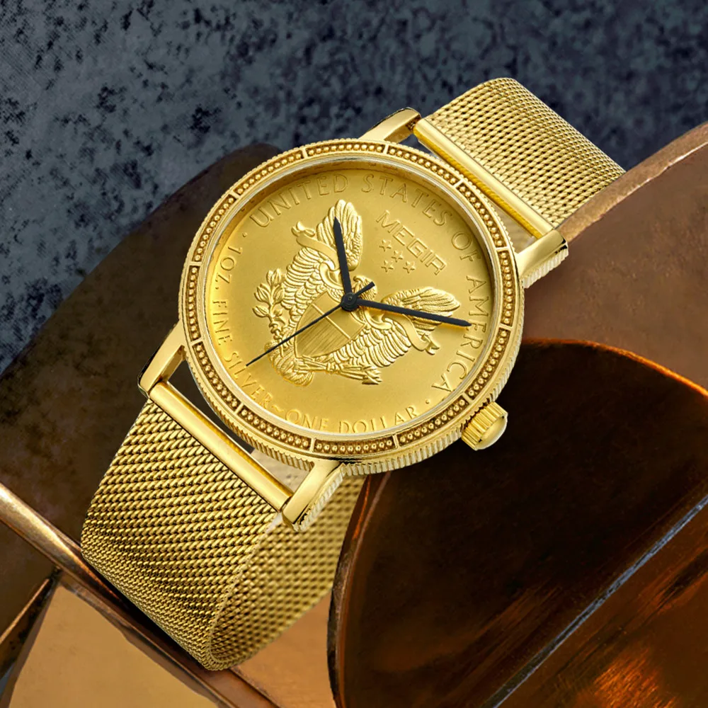 MEGIR ساعات الأعمال الفاخرة للرجال الذهب شبكة معدنية حزام رجل ساعات كوارتز مقاوم للماء ساعة اليد ساعة Reloj Hombre 2032 #2