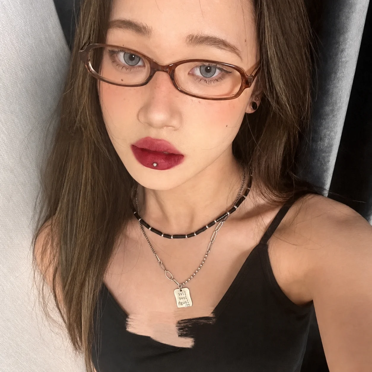 KLASSNUM Fashion Retro Y2K Eyeglasses Anti Blue Light Small Square Frame Eyewear Blocking Optical Spectacle Ellipse Eyeglasses