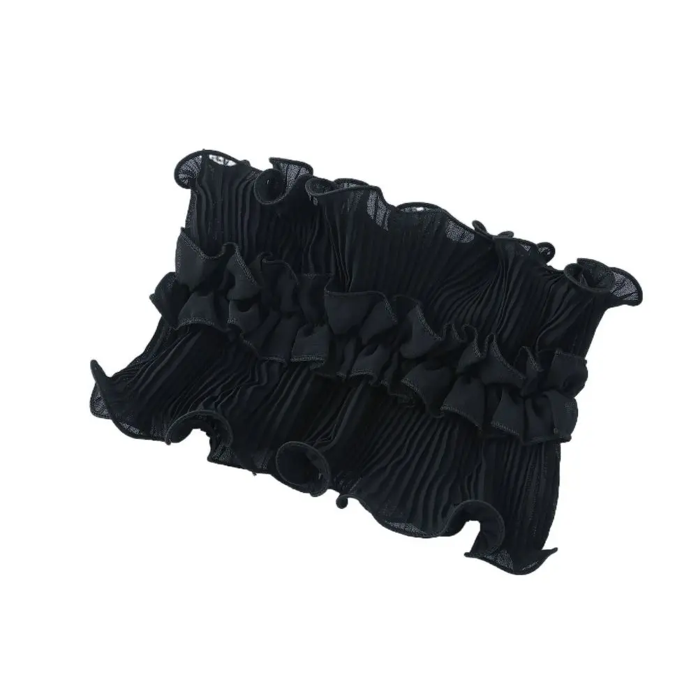 

New Ruffled Edge Fake Collar Detachable Black White Cloak Scarf High Neck Collar Autumn Winter