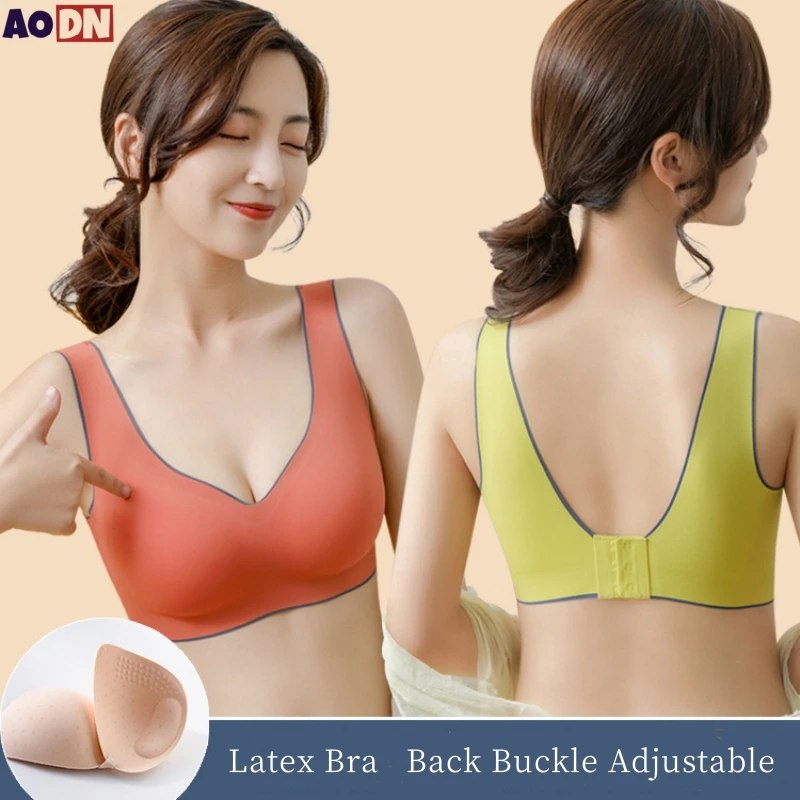 Comfortable Latex Bra No steel ring Women Underwear Removable breast pad gather Bralette Seamless one-piece vest Sexy Beauty Bra