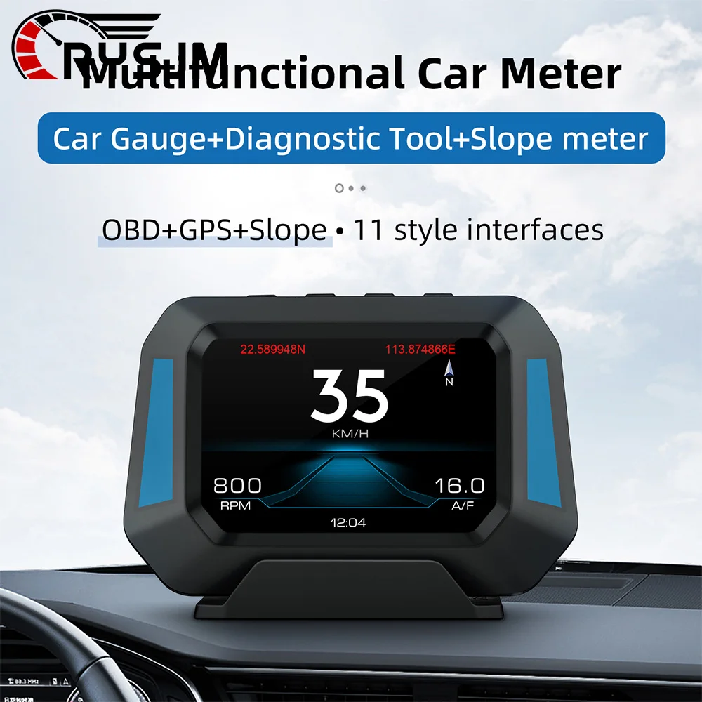 

* P21 OBD+GPS+Slope 4x4 Inclinometer Car Heads-Up Display For HUD Multifunctional Meter Off-road Vehicle System Auto Accessorie