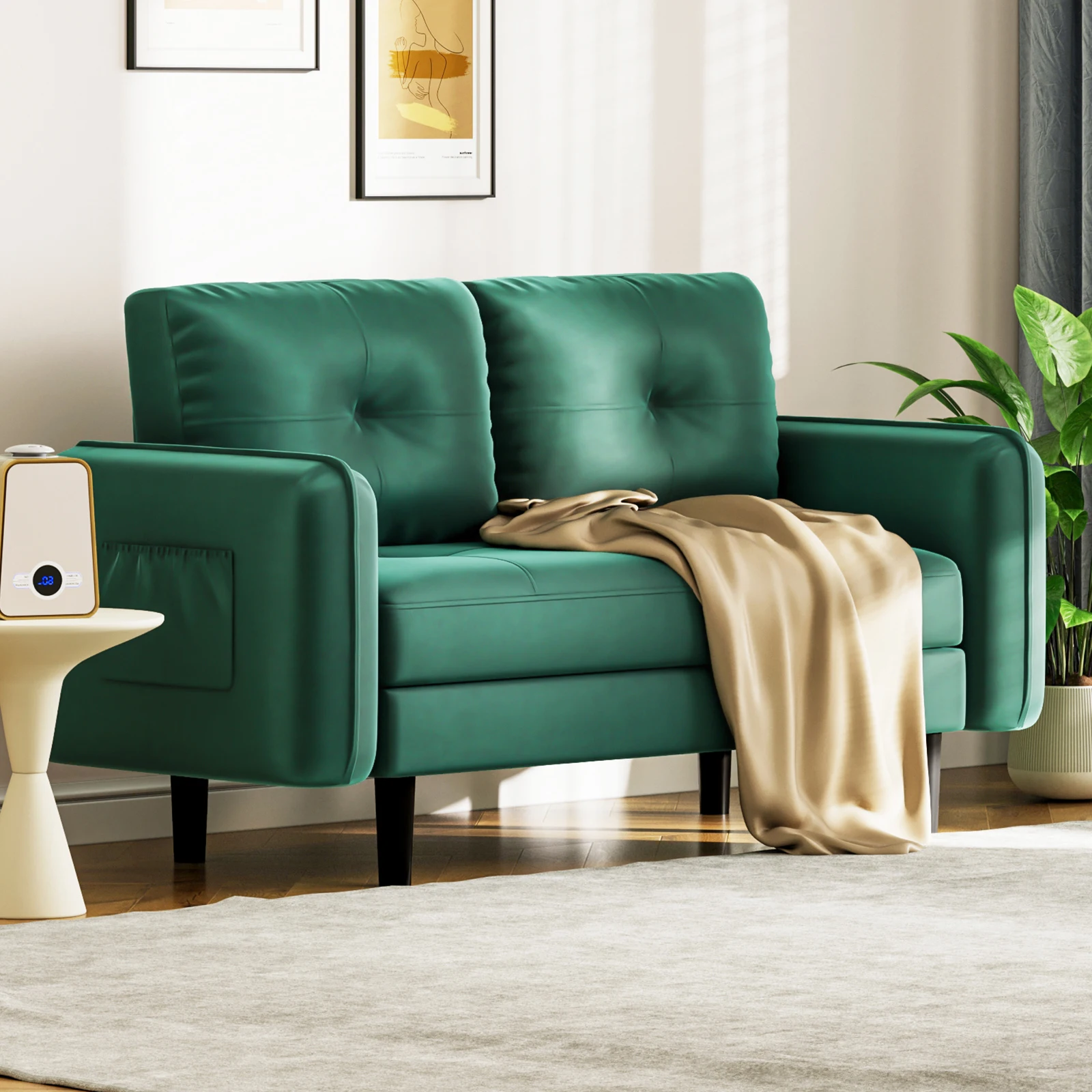 أريكة بمقعدين، أريكة مخملية حديثة مع وسائد سميكة، أريكة مريحة بمقعدين لغرفة المعيشة، غرفة النوم، المكتب، الشقة، #6