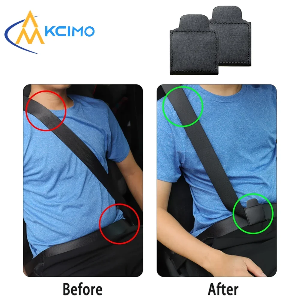 KCIMO Comfortable Car Seat Belt Adjuster PU Leather Seat Belt Limiter Fixed Clip Locking Clip Anti-stretching Neck Belly Cover