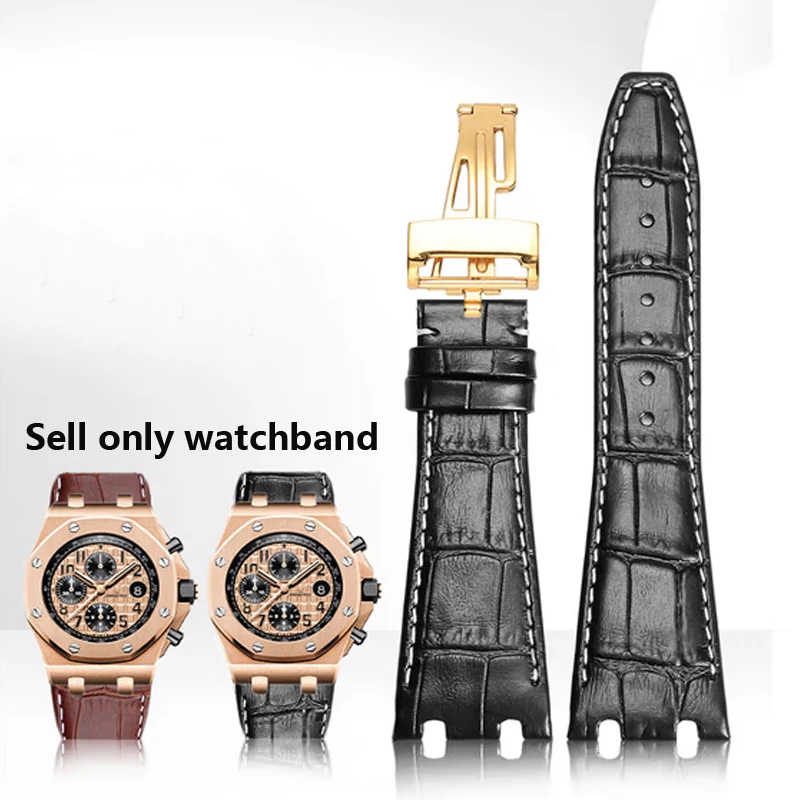 For Audemars Piguet AP15400 15703 15500 Royal Oak Series Men Leather Watch Strap 26MM Blue Brown Black Double Concave Interface