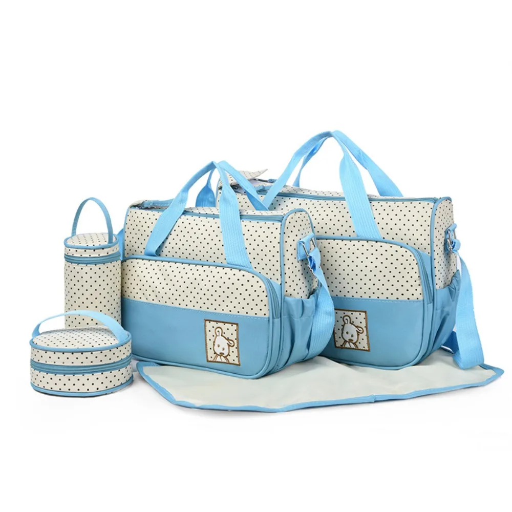 

5pcs/set New Large Capacity Mommy Bag Multifunctional Waterproof Shoulder Bag Bear Baby Diaper Bag Mother Baby