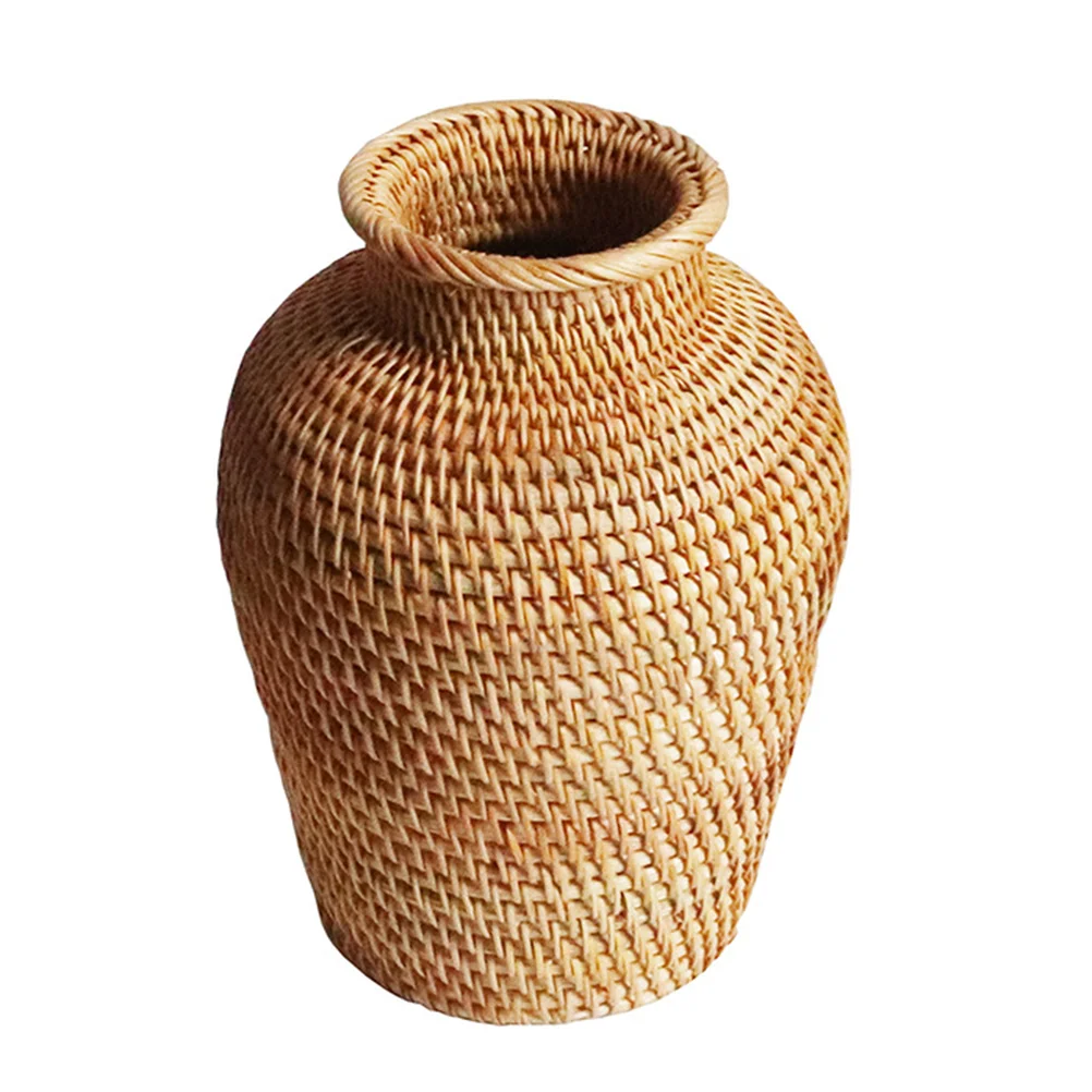 

Rattan Vase Flower Decor Woven Artificial Plants Indoor Container Adorn Office Pots