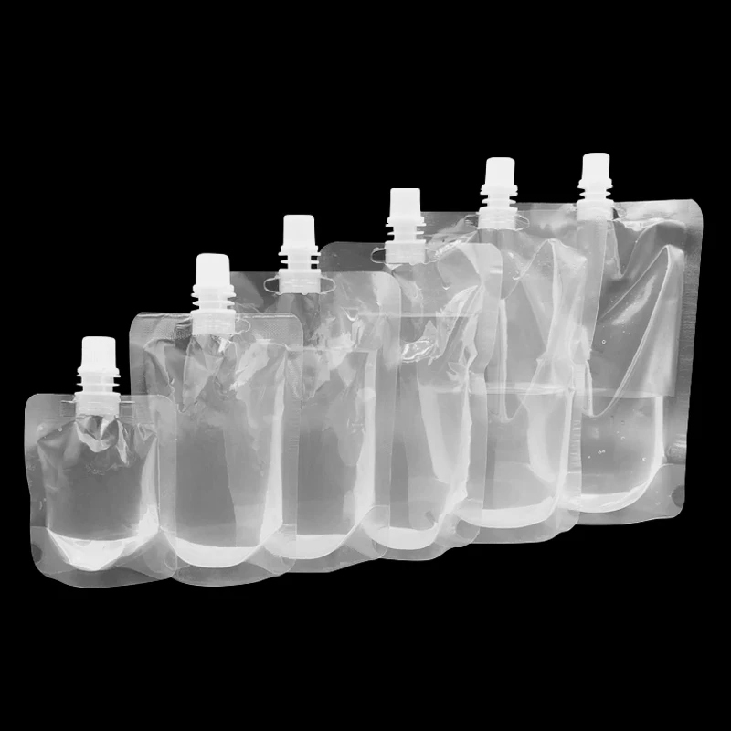 Custom Pirnt Logo Stand Up Clear Spout Storage Pouch Beverage Drinks Liquid Juice Milk Coffee Packaging Bag