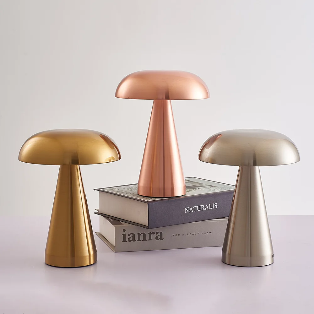 Metal Mushroom Lamp Usb Charging Desk Lamp Creative Living Room Atmosphere Night Lights