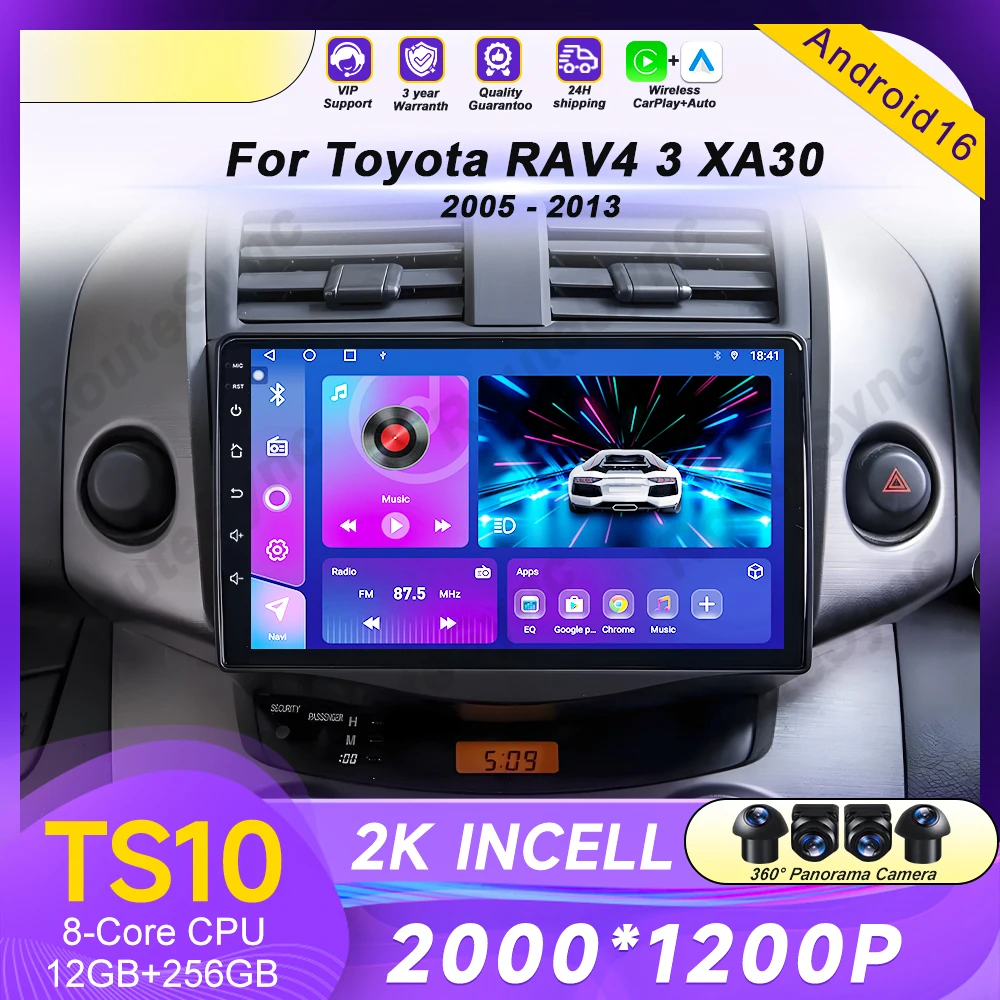 Android Carplay Auto For Toyota RAV4 Rav 4 2005 - 2009 2010 2011 2012 2013 Car Radio Multimedia GPS Player Stereo WIFI 4G BT DSP