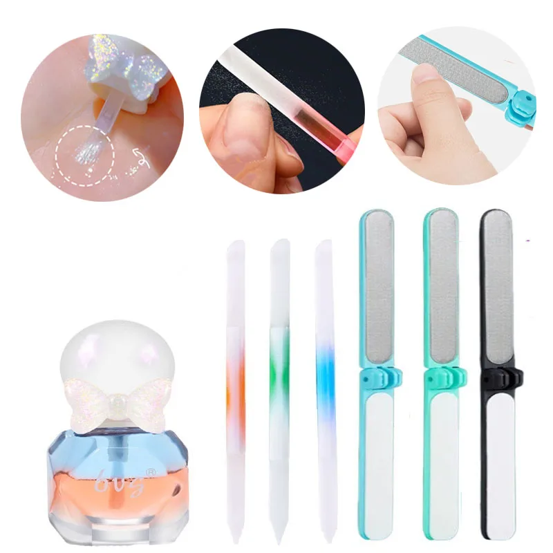 Double Headed Nano Glass Dead Skin Push Folding Dual Side Manicure Polishing Strip Cuticle Remover Tools Nails Nutrient Solution