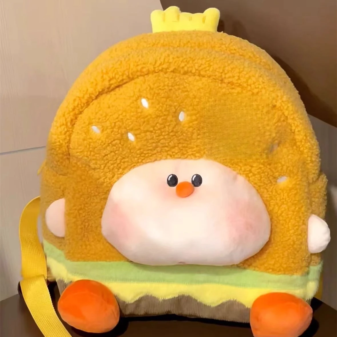 

Cartoon hamburger backpack travel lightweight backpack high value creative