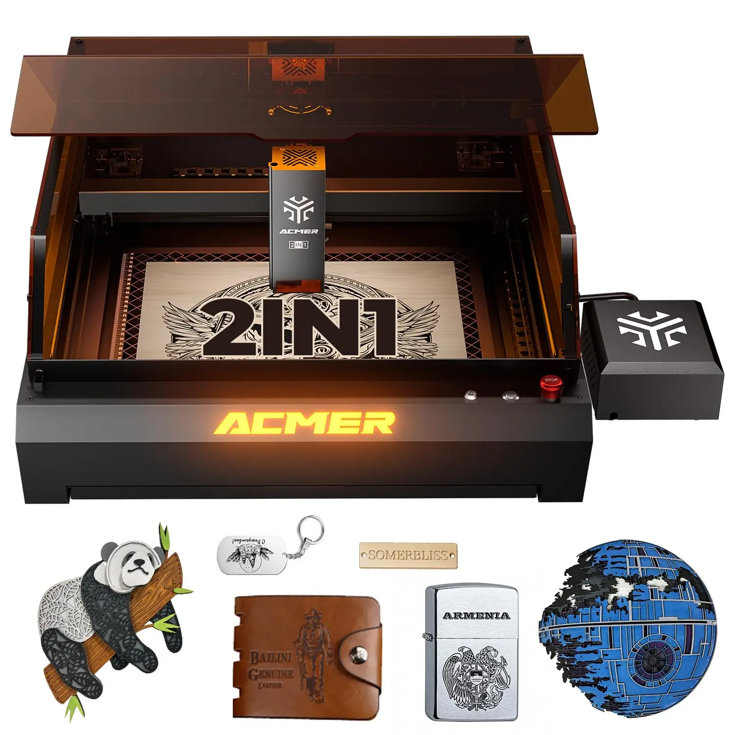 

ACMER P3 IR＆Diode Enclosed Dual Laser Engraver, Laser Cutting Built-in Camera Module and Air Assist 800mm/s for Wood/Acrylic
