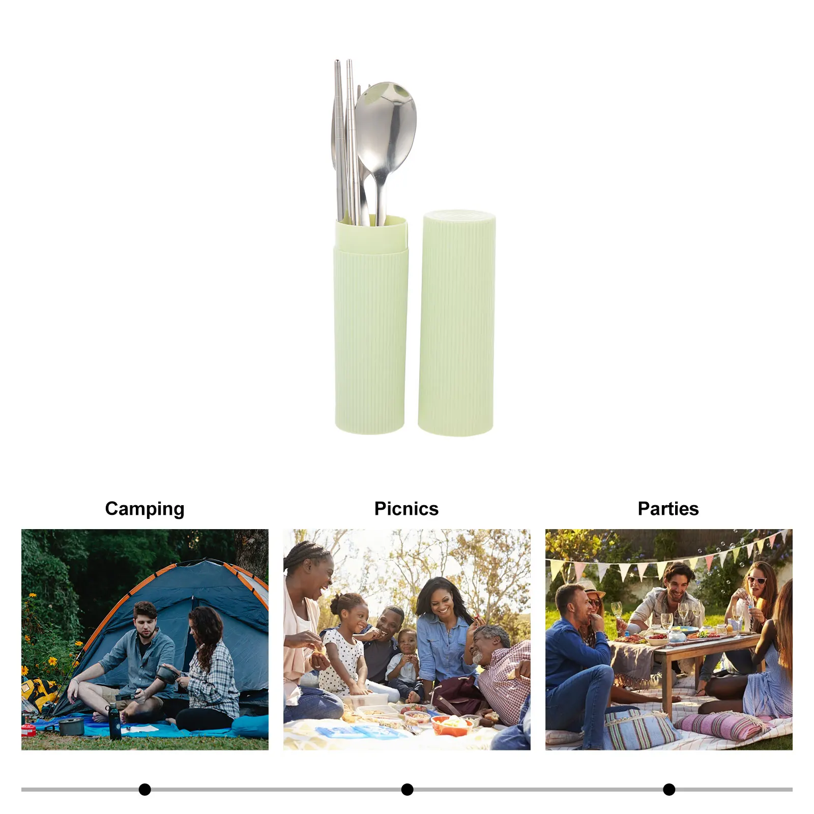 

Portable Stainless Steel Tableware Set Lightweight ABS Cutlery Camping Travel Kit Students Picnic Outdoor Dining