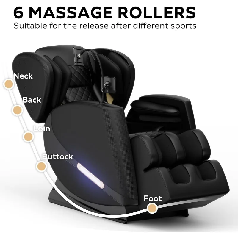 Massage Chair Recliner, Massage Chair Full Body, Zero Gravity Massage Chair with 5 Automatic Modes, 6 Fixed Massage Rollers,