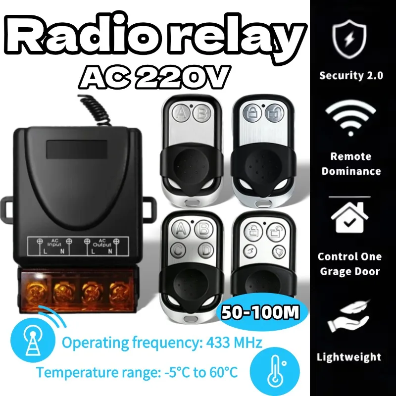 Interruptor de Control Remoto Universal con Relé AC 220V 30A, Interruptor Inalámbrico de 433mhz y Transmisor de Encendido/Apagado para Lámpara, Bomba de Agua, Puerta