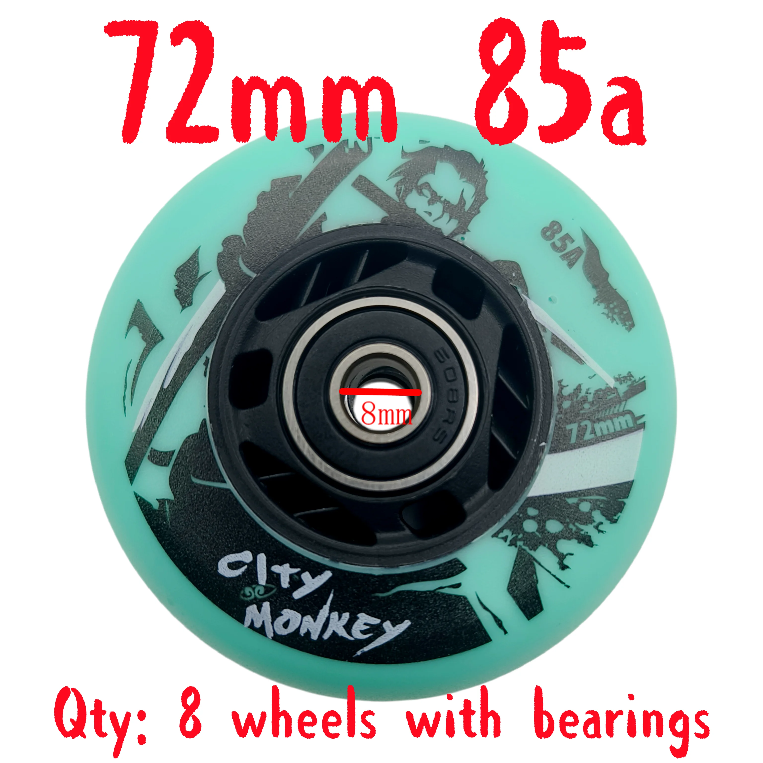 Inline Skate Wheel Roller Wheel 72mm 85a 76mm 80mm Including Bearings 8 Wheels/Lot