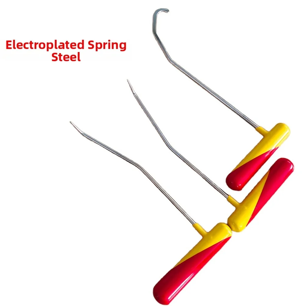 Dent Repair Hook Set 3 PCS for Car Body Panels Featuring Electroplated Spring Steel and Comfortable Grip Handles