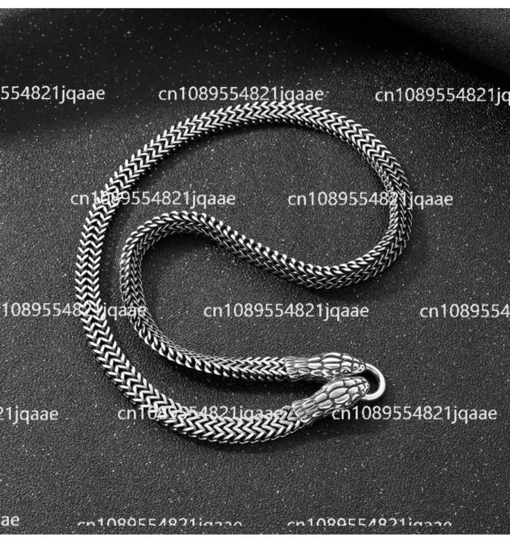 2024 New Original Double-headed Snake Bone Necklace Male Trend Retro Hip-hop Personality Fashion Titanium Steel Snake Accessory