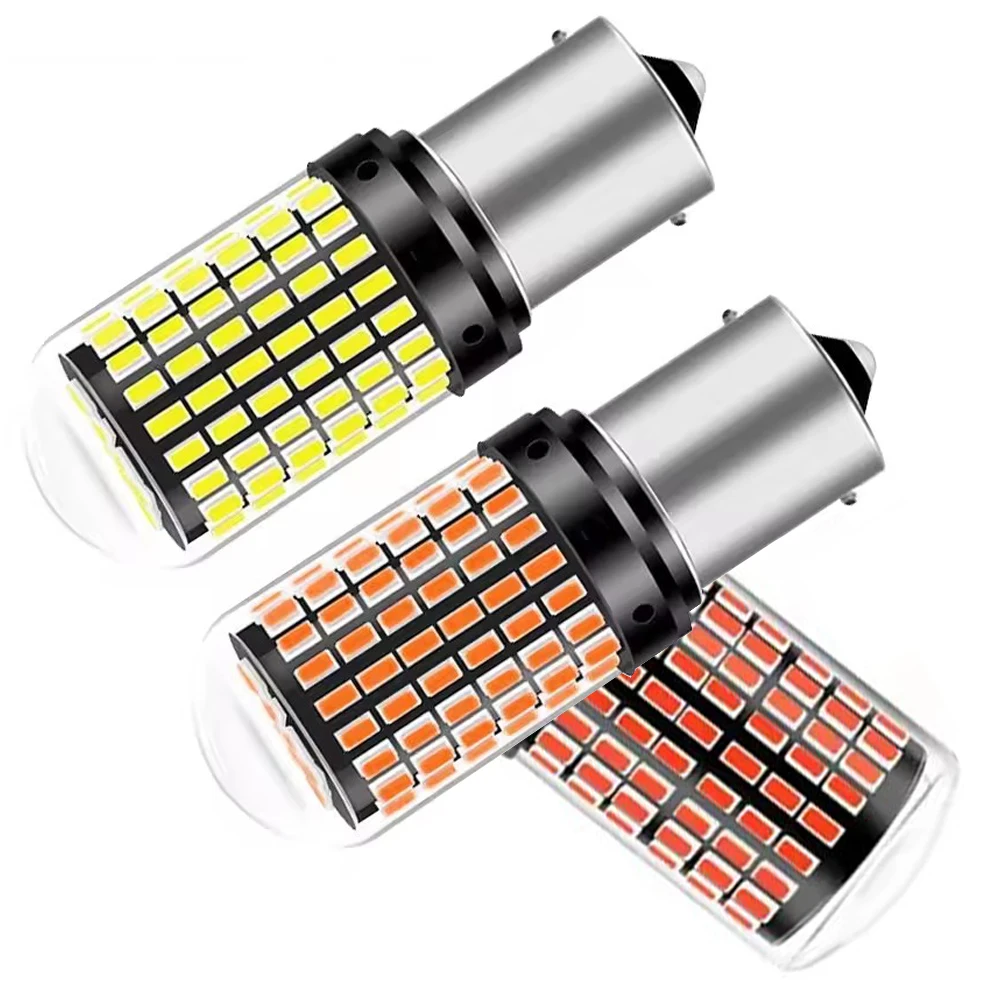 

2Pcs 1156 Bright Car Turn Signal Bulb 144SMD BA15S BAU15S PY21W T20 7440 W21W 7443 1157 P21 Automotive LED Lamp Accessories