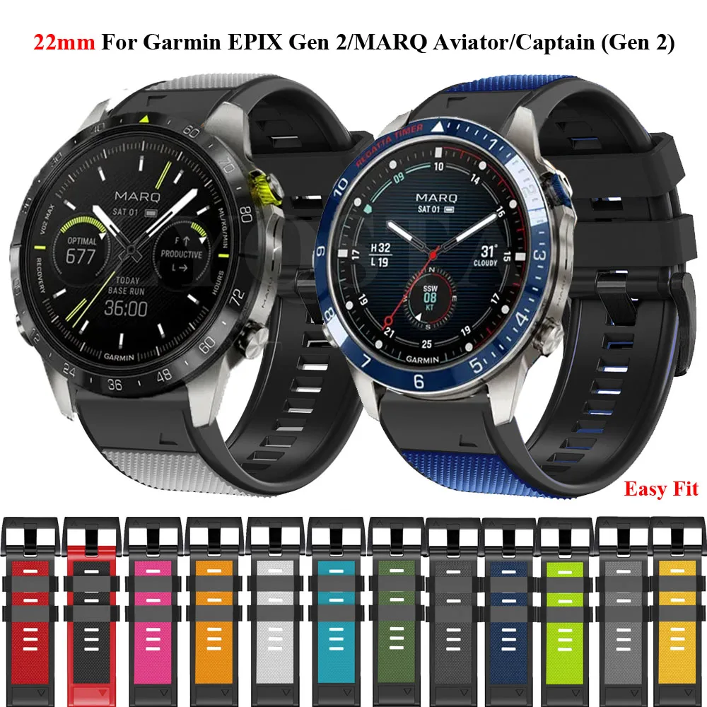 22 مللي متر/26 مللي متر سيليكون Quickfit حزام ل Garmin EPIX Gen2/MARQ مغامر/رياضي/Golfer Gen 2 Fenix 7X 6X 5X أساور معصمه