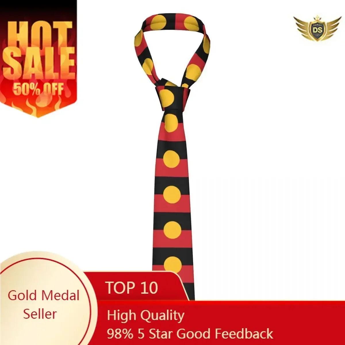 

Classic Tie for Men Silk Mens Neckties for Wedding Party Business Adult Neck Tie Casual Australian Aboriginal Flag Print Tie