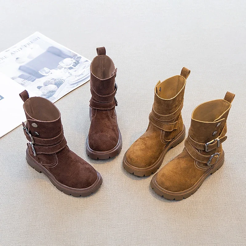 

Детские повседневные ботинки, элегантные ботинки принцессы с круглым носком для девочек, модные милые ботинки весны и осени 202, новые детские кожаные ботинки с мягкой подошвой