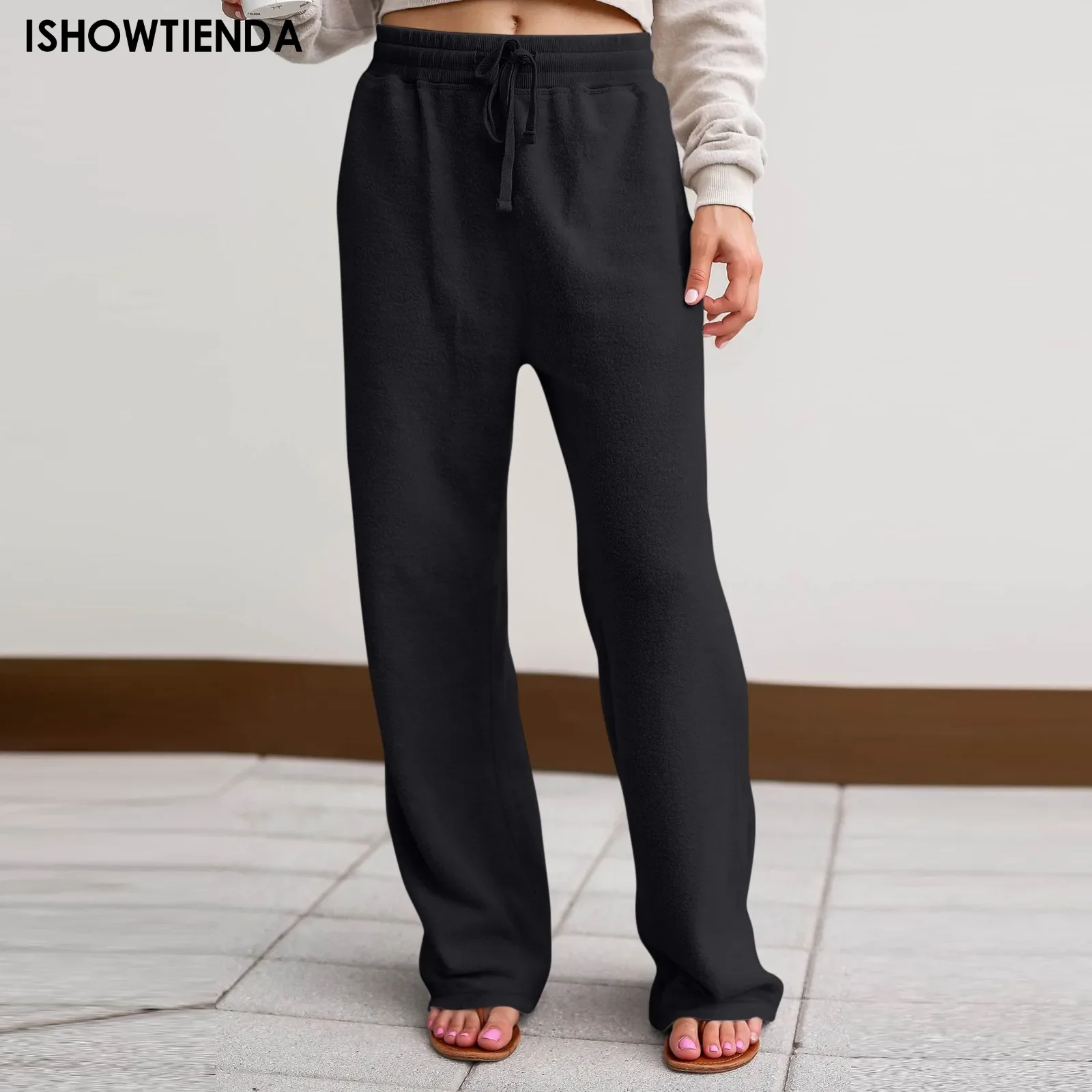 Celana panjang wanita, celana wanita kasual, celana joging longgar, celana kaki lebar, celana Sweatpants warna Solid, celana lari, celana Yoga santai