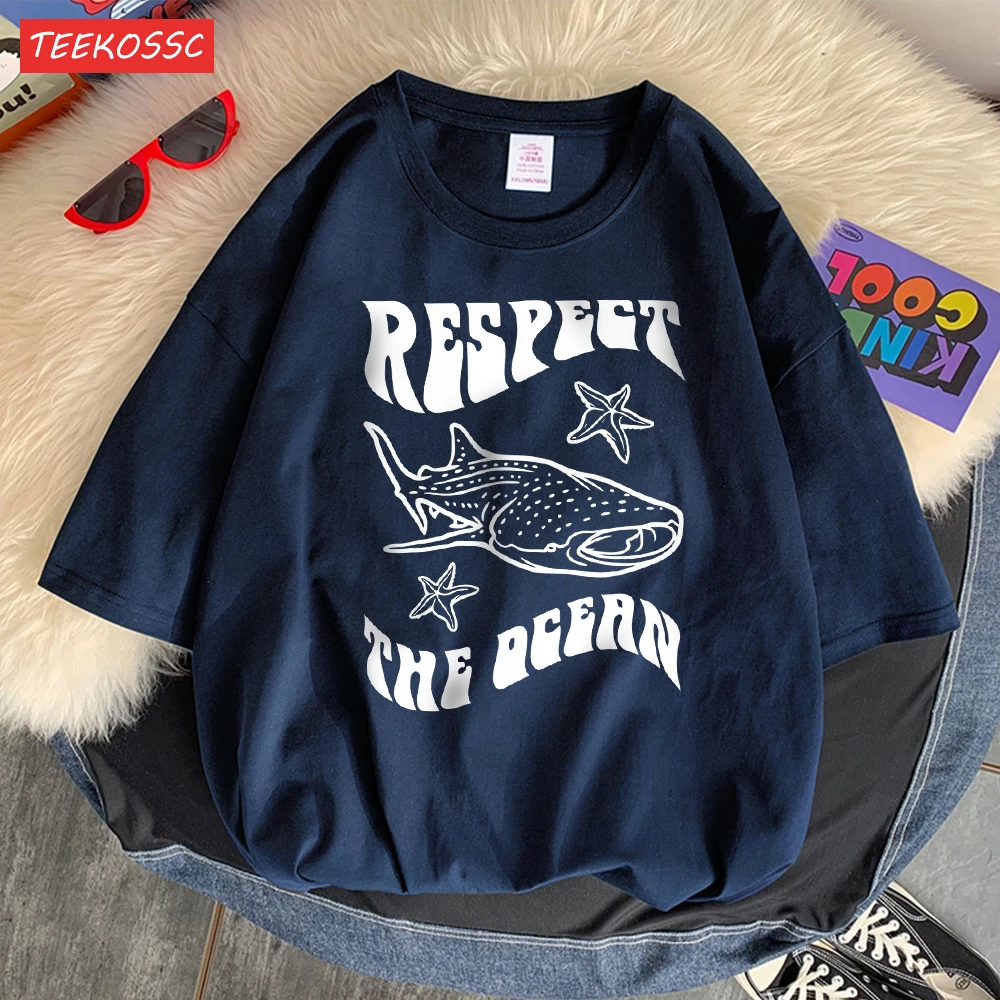 Respect The Ocean Protecting Whales Print Mans T-Shirts Fitting Oversized T-Shirt Leisure Soft Tshirt Pleasure Breathable Tops