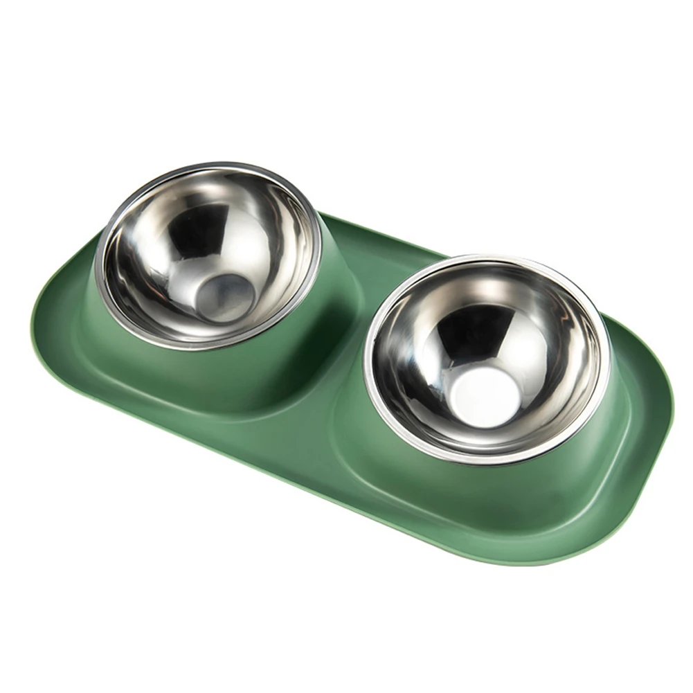 

1 pcs Pet Dog and Cat Neck Guard Leak Proof Food Stainless Steel Double Bowl Two Format Pet Wet & Dry Bowl