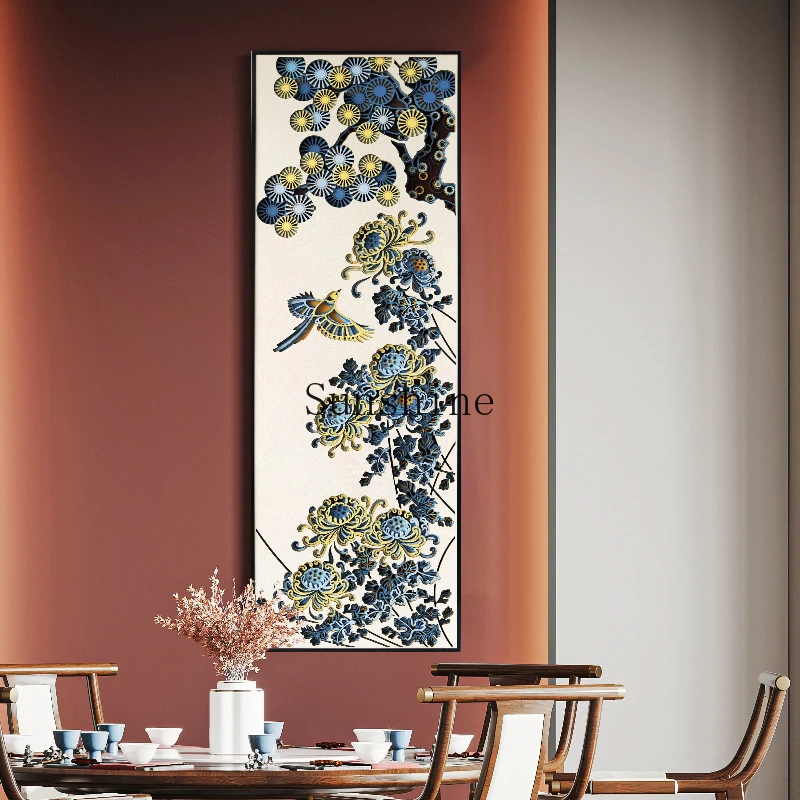 New Chinese sofa background wall decorative painting Meilan bamboo chrysanthemum living room hanging painting