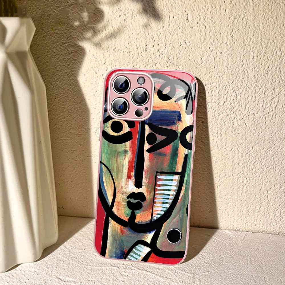 Picasso abstract Art painting Phone Case Tempered Glass For iphone 14 13 12 11 Pro Mini XS MAX 14Plus X XS XR Fundas