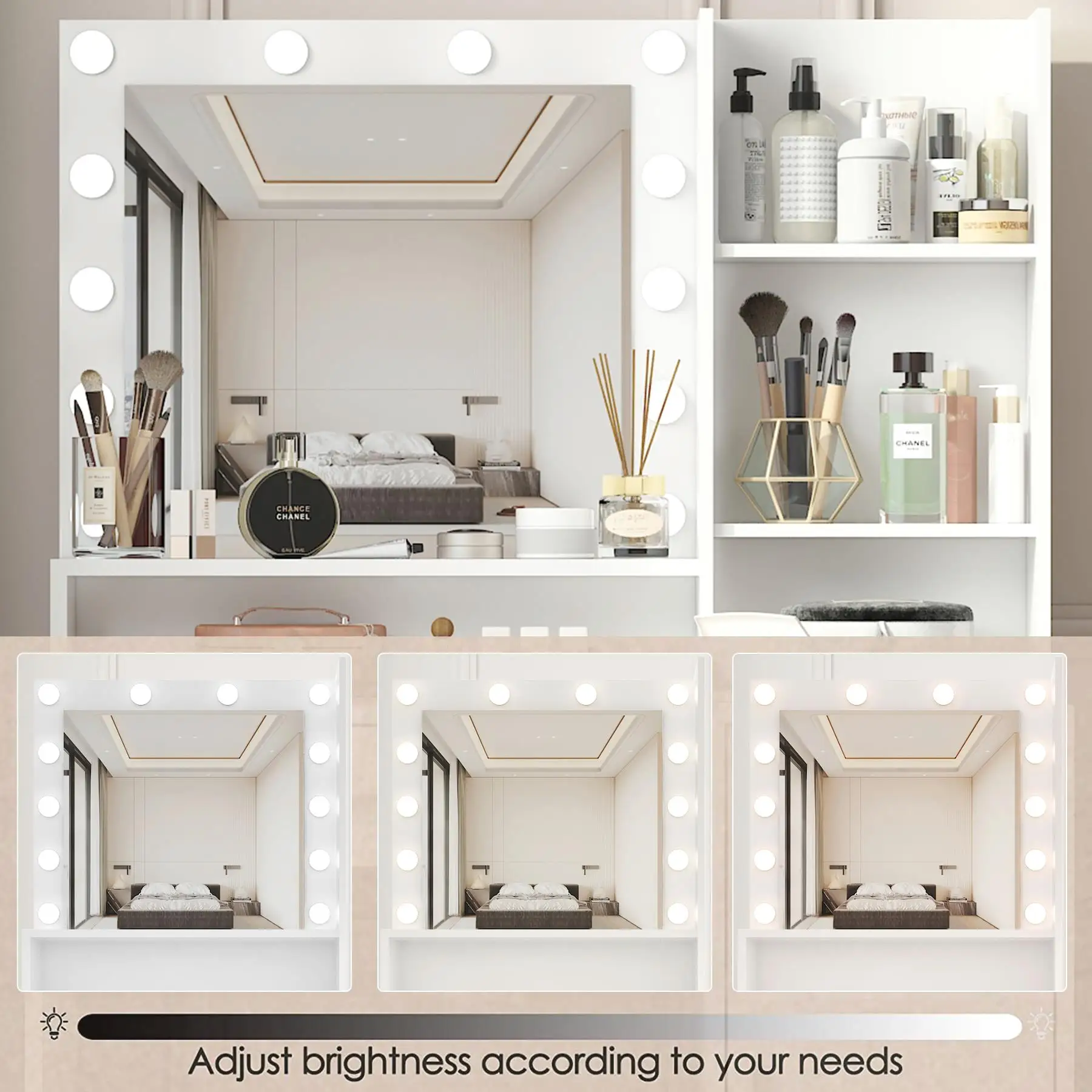 Illuminated Makeup Vanity Desk with Mirror | Stylish Beauty Station for Effortless Glam