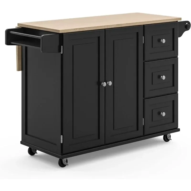 

Homestyles Dolly Madison Kitchen Cart with Wood Top and Drop Leaf Breakfast Bar Home